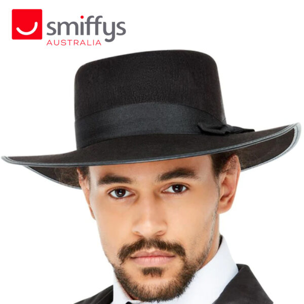 1920s Brim Fedora Hat Men's Gangster / Gatsby Costume Accessory - Black - Image 2