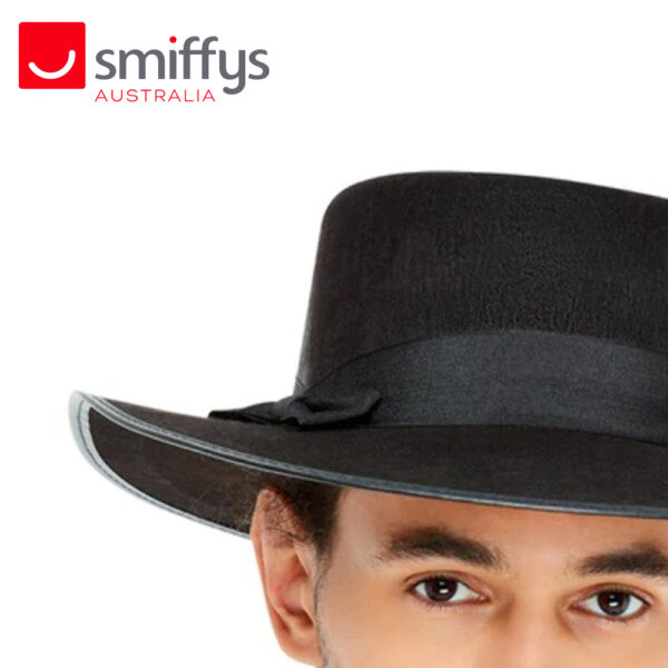 1920s Brim Fedora Hat Men's Gangster / Gatsby Costume Accessory - Black - Image 3