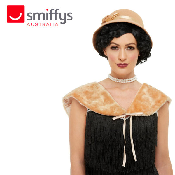 1920s Deluxe Instant Women’s Costume Kit, Gold Cloche Hat & Stole - Image 2