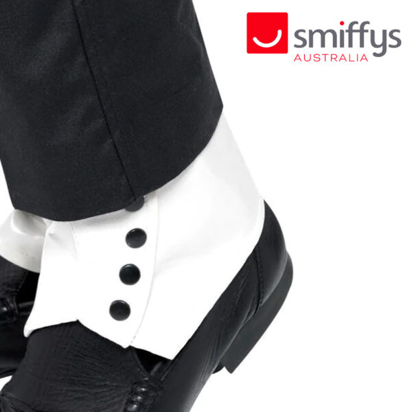 1920s Gangster Shoe Spats Men's Costume Accessory - White with Black Buttons - Image 2