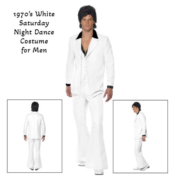 1970s White Saturday Night Fever Suit Dance Men's Party Costume - Image 2