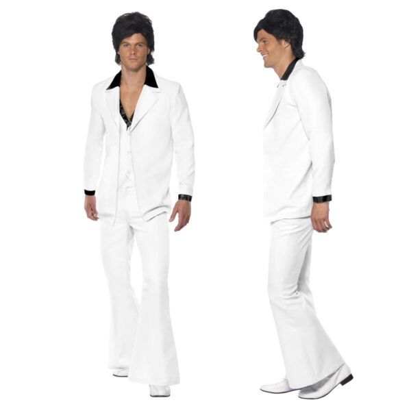 1970s White Saturday Night Fever Suit Dance Men's Party Costume