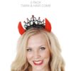 DEVIL BLACK & RED HAIR COMB TIARA & HORNS RED 2PK - Image 4