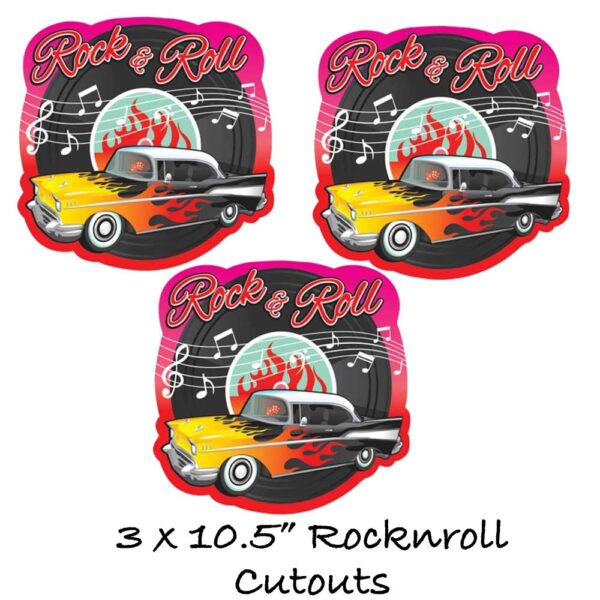 50s RocknRoll Bulk Party Cutout 3 count - Glossy Paper