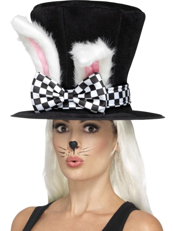 Tea Party March Hare Adult Top Hat with Attached Rabbit Ears Easter Costume Accessory