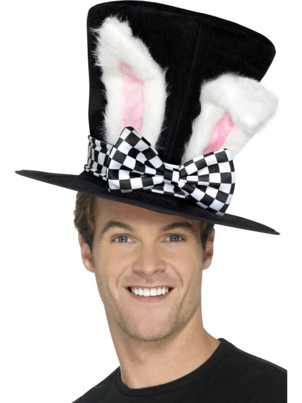 Tea Party March Hare Costume Set Hat Gloves Bow Tie Tail Easter Bunny Adult Kit - Image 4