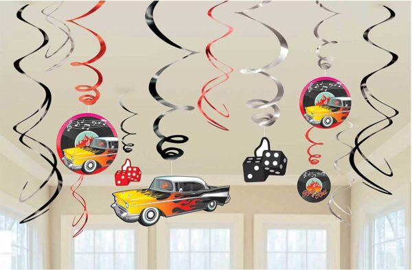 Amscan Classic 50's Hanging Swirl Decorations 12 Pieces