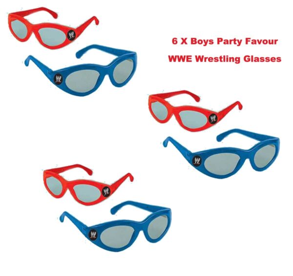 World Wrestling Party Favour Glasses WWE Licensed for Kids - 6 pack