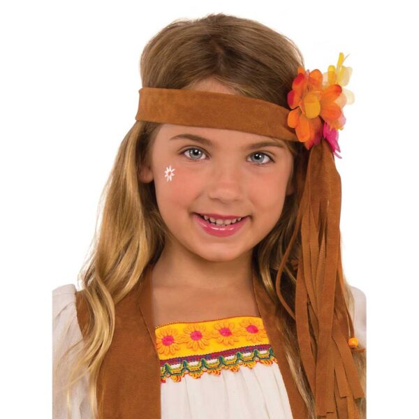 60s FLOWER CHILD GROOVY HIPPIE COSTUME FANCY DRESS FOR GIRLS S/M - Image 2