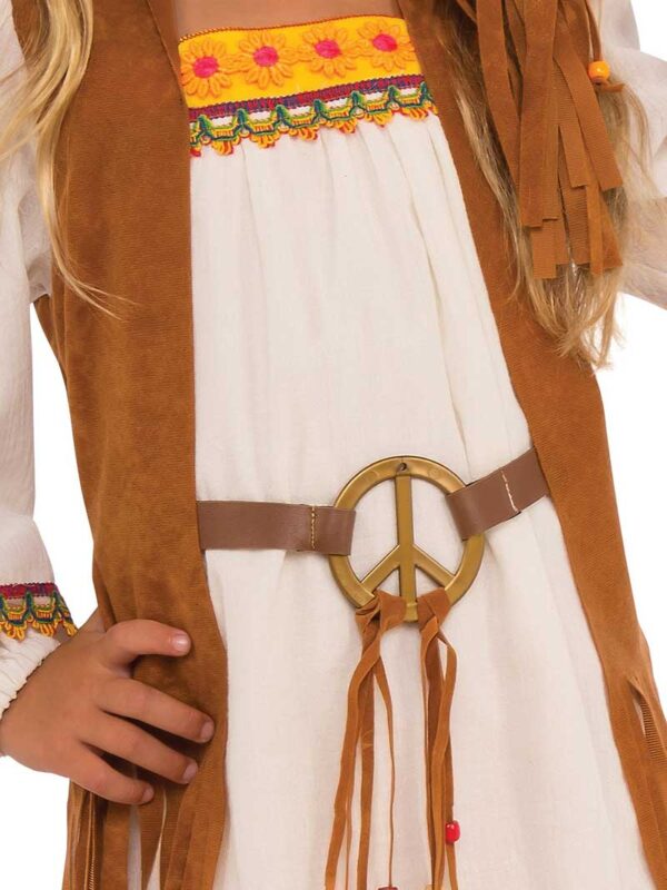 60s FLOWER CHILD GROOVY HIPPIE COSTUME FANCY DRESS FOR GIRLS S/M - Image 3
