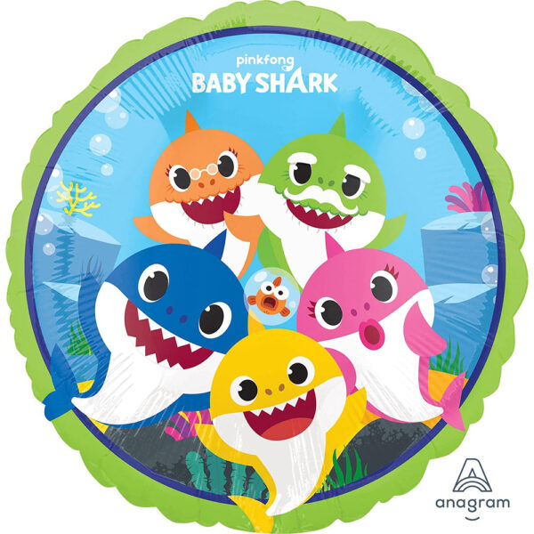 Baby Shark Kids Party Supplies - Round Foil Balloon 18"