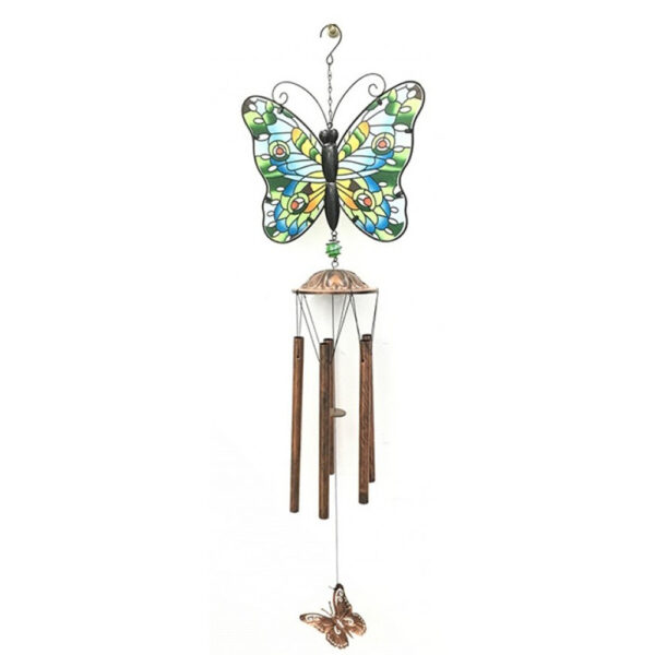 Brass Butterfly Windchime - Home & Garden Hanging Decoration Gift - 85cm - Image 3