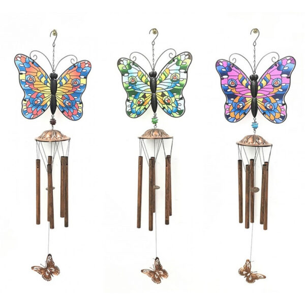 Brass Butterfly Windchime - Home & Garden Hanging Decoration Gift - 85cm