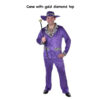 Pimp Cane With Gold Diamond Top  Men's Costume Accessory - 100cm