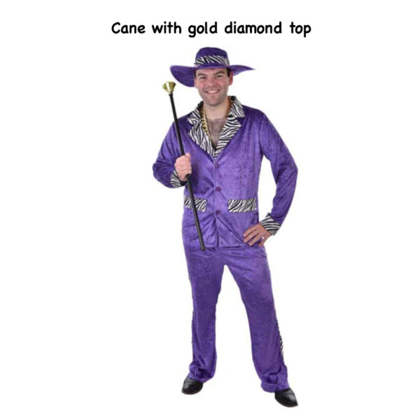 Pimp Cane With Gold Diamond Top  Men's Costume Accessory - 100cm
