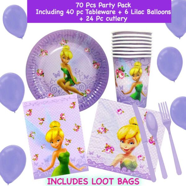 Disney Fairies Tinker Bell Birthday Party Supplies - Kids Tableware set 70pcs