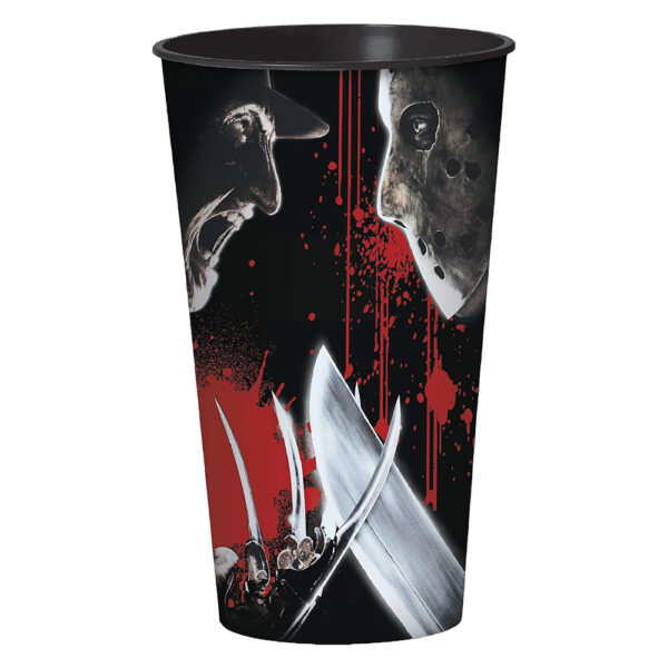 Freddy Vs. Jason Licensed Halloween Plastic Cups (4 Count) Halloween Party Supplies