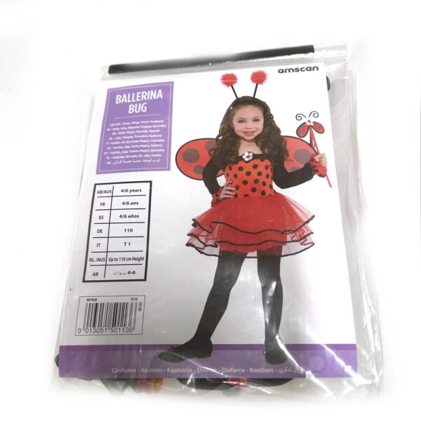 Red Lady Bug Costume Ballerina 3-4 Years Girls Fancy Dress - Image 2