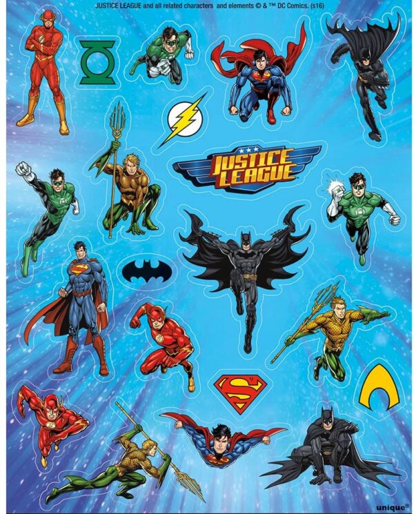 LICENSED JUSTICE LEAGUE STICKERS (84c) BOYS SUPER HERO BIRTHDAY PARTY FAVOUR LOOT - Image 2