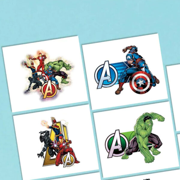 Marvel Avengers Birthday Party Supplies - Kids Superhero Tattoo 8pcs - Image 2