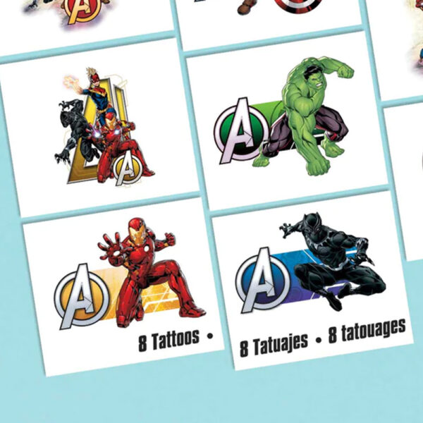 Marvel Avengers Birthday Party Supplies - Kids Superhero Tattoo 8pcs - Image 4