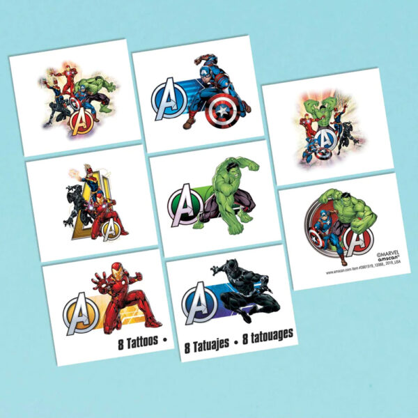 Marvel Avengers Birthday Party Supplies - Kids Superhero Tattoo 8pcs