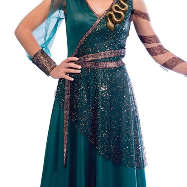 Medusa Enchantress Women's Halloween Costume with Serpent Headdress M/L - Image 3
