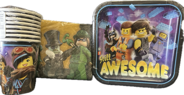 LEGO BATMAN PARTY SUPPLIES - PLATES, CUPS, NAPKINS PACK