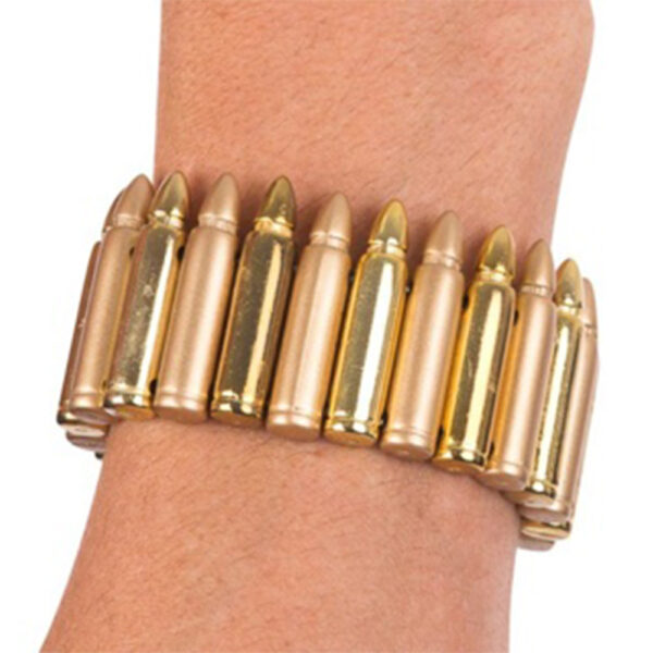 Punk/Rapper/Gangster Bracelet with Gold Bullets  - Adult Costume Acessory