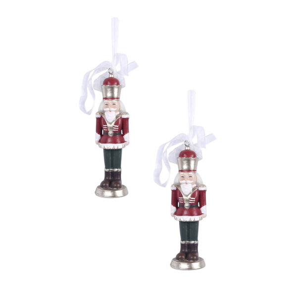 Nutcracker Christmas Ornament Set of 2 Hand-painted Polyresin Figurine Tree Decoration