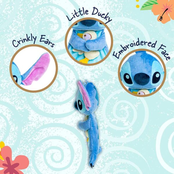DISNEY BABY STITCH COMFORTER SNUGGLE CUDDLE BLANKET SENSORY TOUCH SQUEAKER - Image 5