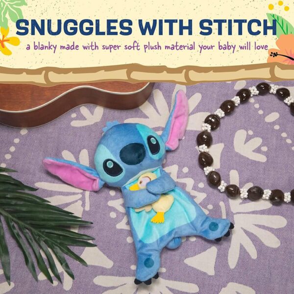 DISNEY BABY STITCH COMFORTER SNUGGLE CUDDLE BLANKET SENSORY TOUCH SQUEAKER - Image 4