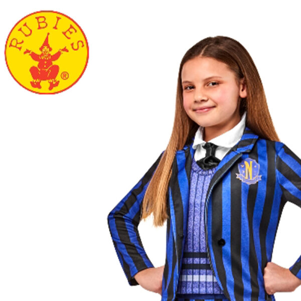 Wednesday: Nevermore Blue Academy School Uniform Halloween Costume, 10-12yrs (XL) - Image 2