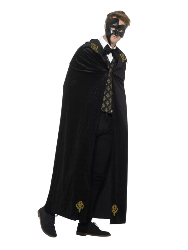 Deluxe Phantom Of the Opera Men's Halloween Costume Adult - Black & Gold S: Large - Image 2