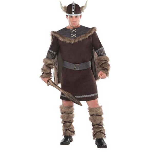 COSTUME VIKING WARRIOR DELUXE BARBARIAN FANCY DRESS MENS SIZE M-L