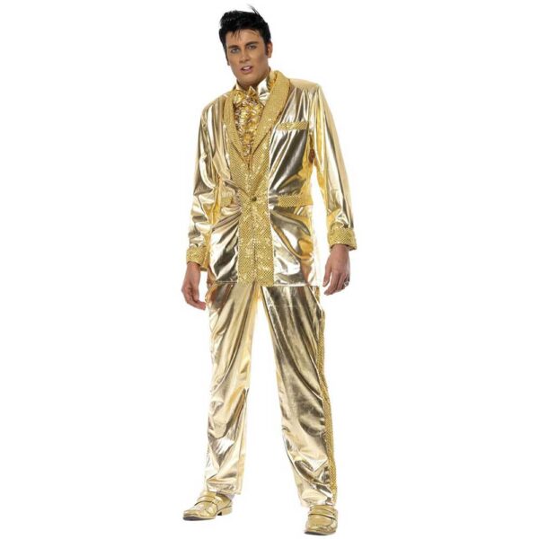 ELVIS PRESLEY LICENSED ICONIC GOLD ROCK'N'ROLL SUIT STAGE COSTUME - SHIRT, JACKET, TROUSERS