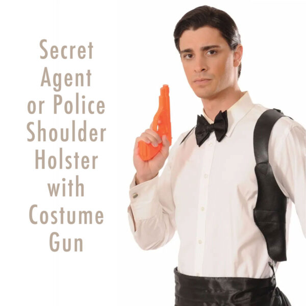 Secret Agent / Police Black Shoulder Holster w Gun Adult Costume Accessory Set
