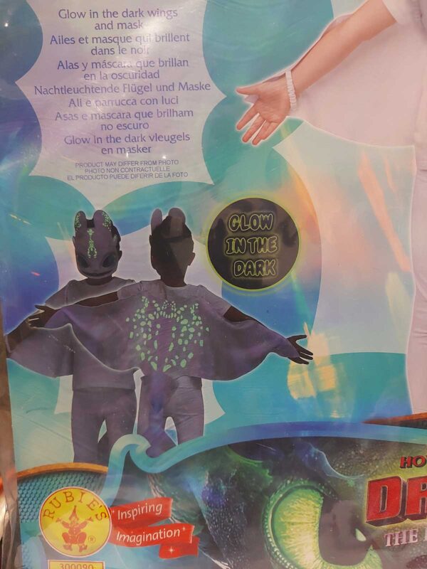 Light Fury How To Train Your Dragon Girls Costume Glow In The Dark Wings & Mask - Image 5