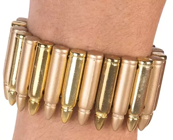 Punk/Rapper/Gangster Bracelet with Gold Bullets  - Adult Costume Acessory - Image 2
