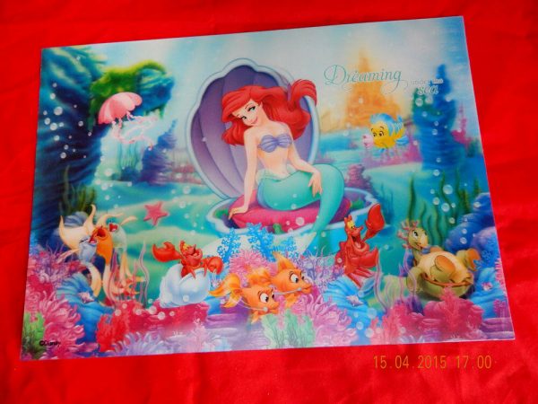 4 x Disney Ariel Mermaid Child Dinner Place Mats Table 3D Lenticular Wipes Clean - Image 5