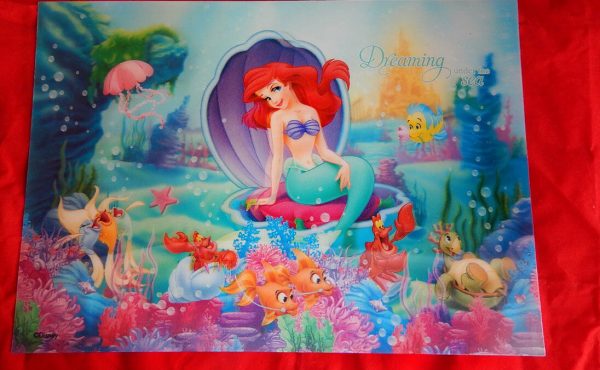 4 x Disney Ariel Mermaid Child Dinner Place Mats Table 3D Lenticular Wipes Clean - Image 7