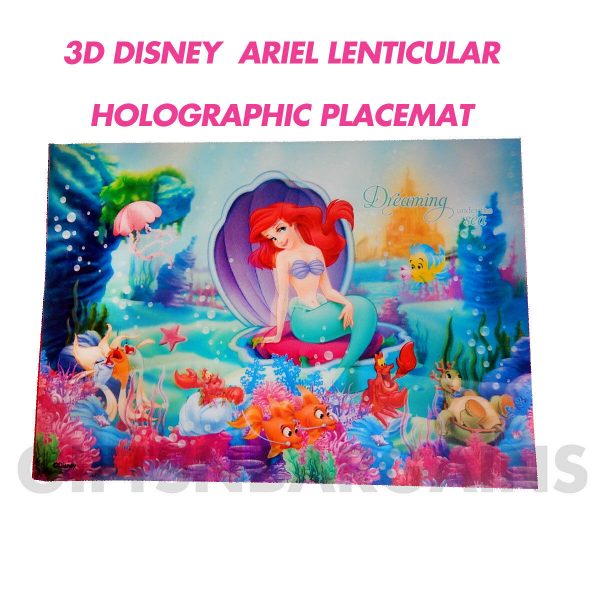 4 x Disney Ariel Mermaid Child Dinner Place Mats Table 3D Lenticular Wipes Clean