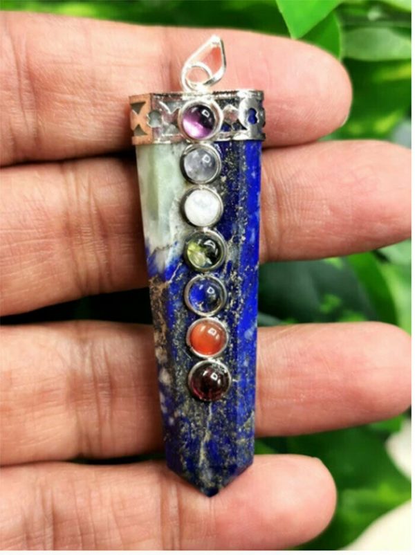 7 Chakra Lapis Lazuli Silver 22" Necklace Pendant Gemstone Healing Women Gift - Image 7