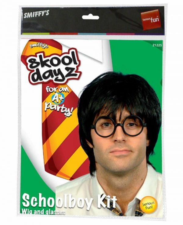 Harry School Costume Accessory Kit Wig & Glasses Boys Book Week Halloween Wizard - Image 3