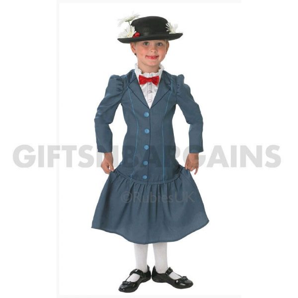 Mary Poppins Costume Girl English Nanny Victorian Maid Hat Fancy Dress Book Week - Image 3