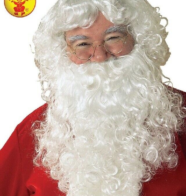 Mens Costume Christmas Santa Claus White Wig & Beard Set Adult Father Xmas