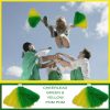 Pom Pom Pair Green Yellow Cheer Lead Team Sport Cricket Aussie Costume Accessory