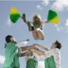Pom Pom Pair Green Yellow Cheer Lead Team Sport Cricket Aussie Costume Accessory - Image 4