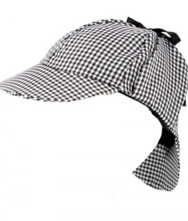 Sherlock Holmes Hat Detective Costume Cap Deerstalker Houndstooth Ear Flap Check - Image 4