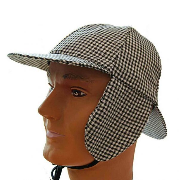 Sherlock Holmes Hat Detective Costume Cap Deerstalker Houndstooth Ear Flap Check